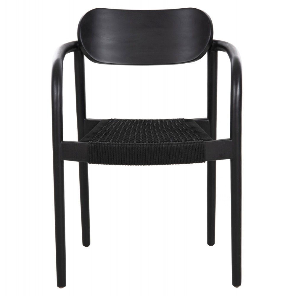 Πολυθρόνα "OSLO" από ξύλο/σχοινί σε μαύρο χρώμα 55x54x80