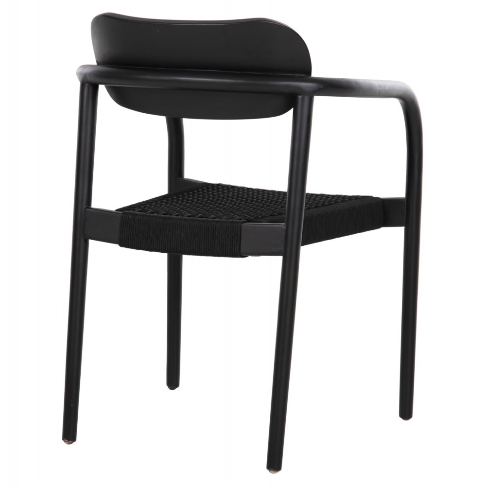 Πολυθρόνα "OSLO" από ξύλο/σχοινί σε μαύρο χρώμα 55x54x80