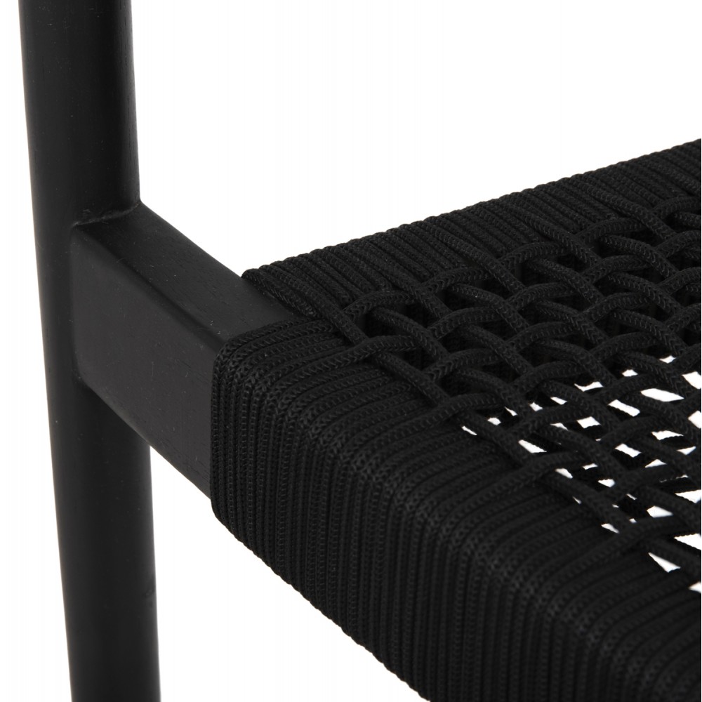 Πολυθρόνα "OSLO" από ξύλο/σχοινί σε μαύρο χρώμα 55x54x80