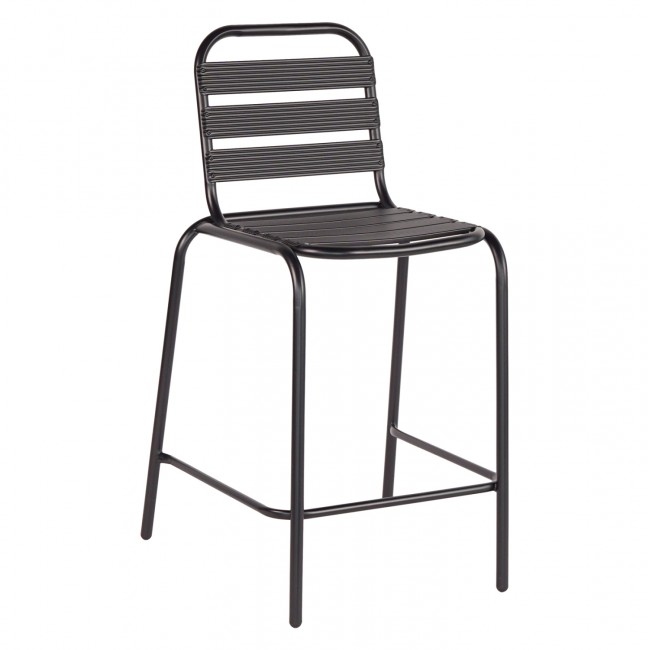 Σκαμπό μπαρ "LAURA" από αλουμίνιο/μέταλλο σε μαύρο χρώμα 58x58x100