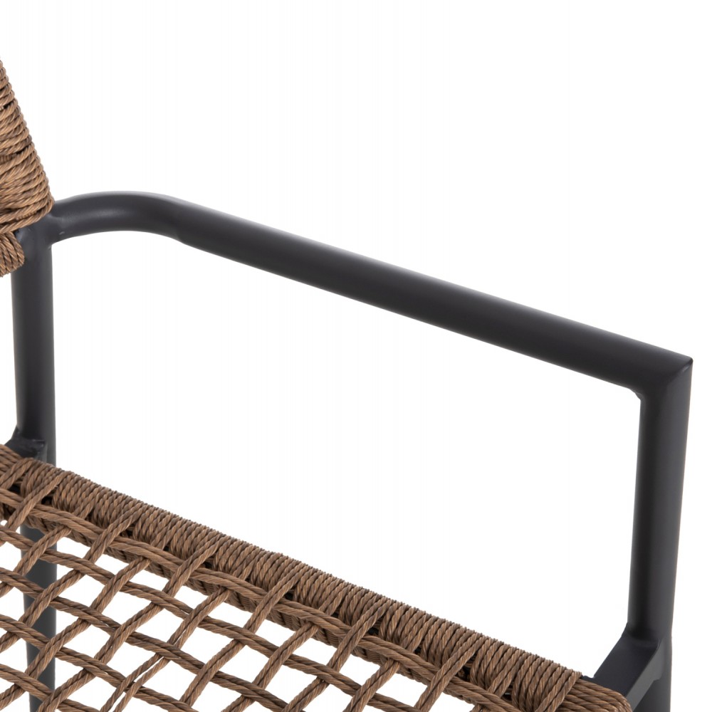 Πολυθρόνα "TRILAN" από αλουμίνιο/ρατταν σε χρώμα ανθρακί/φυσικό 57x59x85