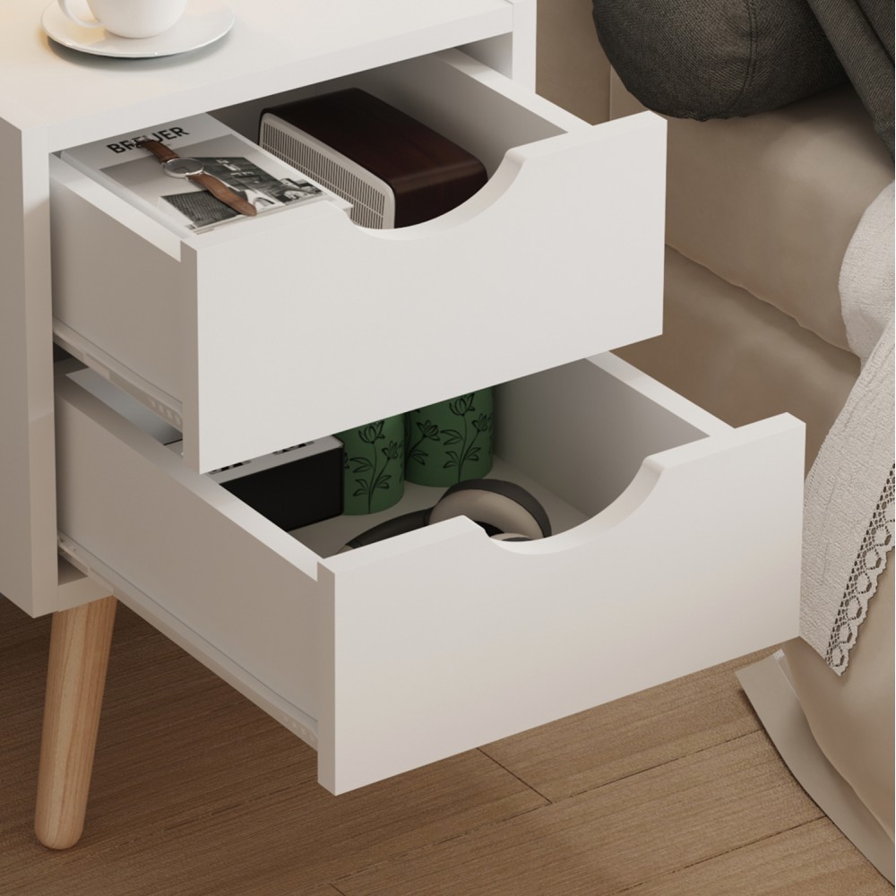 Κομοδίνο "DINKL" σε λευκό/φυσικό χρώμα 29,7x29,7x45