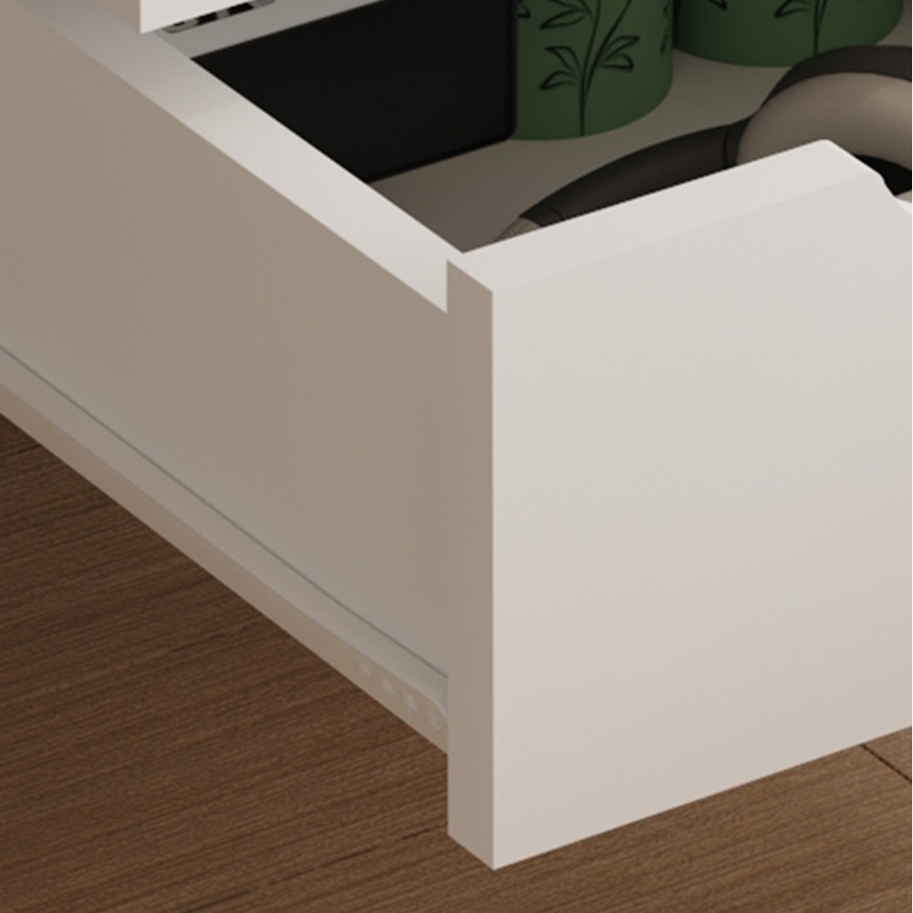 Κομοδίνο "DINKL" σε λευκό/φυσικό χρώμα 29,7x29,7x45