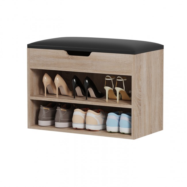 Παπουτσοθήκη με κάθισμα "ROMIR" σε χρώμα σονόμα/καφέ 60x30x44