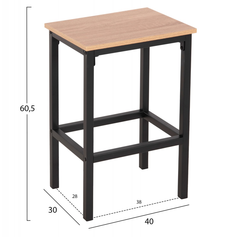 Σετ μπαρ "BOXY" μεταλλικό σε χρώμα σονόμα/μαύρο 100x60x86