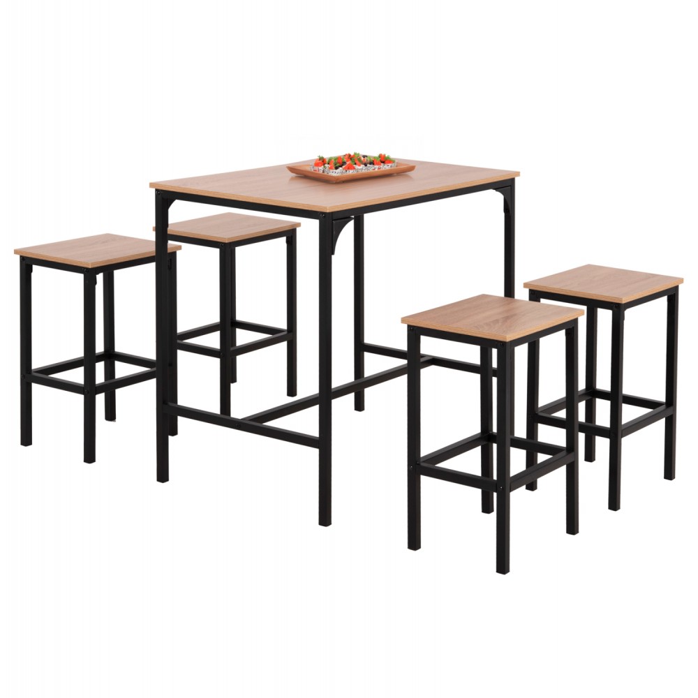 Σετ μπαρ "BOXY" μεταλλικό σε χρώμα σονόμα/μαύρο 100x60x86