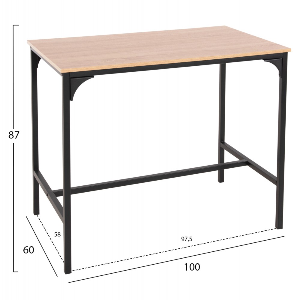 Σετ μπαρ "BOXY" μεταλλικό σε χρώμα σονόμα/μαύρο 100x60x86