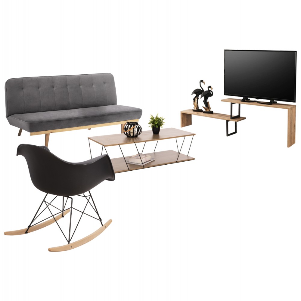 Σετ φοιτητικό πακέτο 4τμχ σε χρώμα σονόμα/μαύρο/γκρι 193x85x88