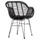 Πολυθρόνα "ALLEGRA" από μέταλλο και πλέξη wicker σε μαύρο χρώμα 58x59x82