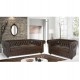 Σετ σαλονιού "CHESTERFIELD" από τεχνόδερμα σε χρώμα σκούρο καφέ 208x90x73