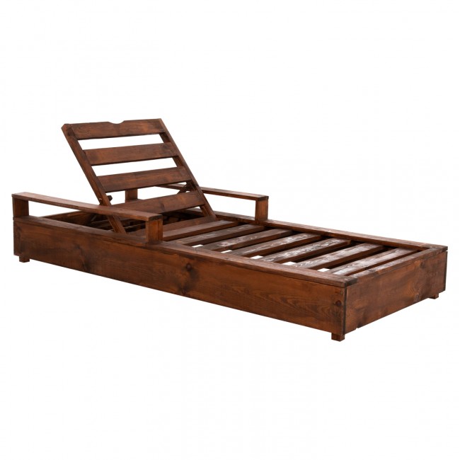 Ξαπλώστρα "ΜΑΚΕΔΟΝΙΑ" από μασίφ ξύλο σε καρυδί χρώμα 200x92x23,5-73