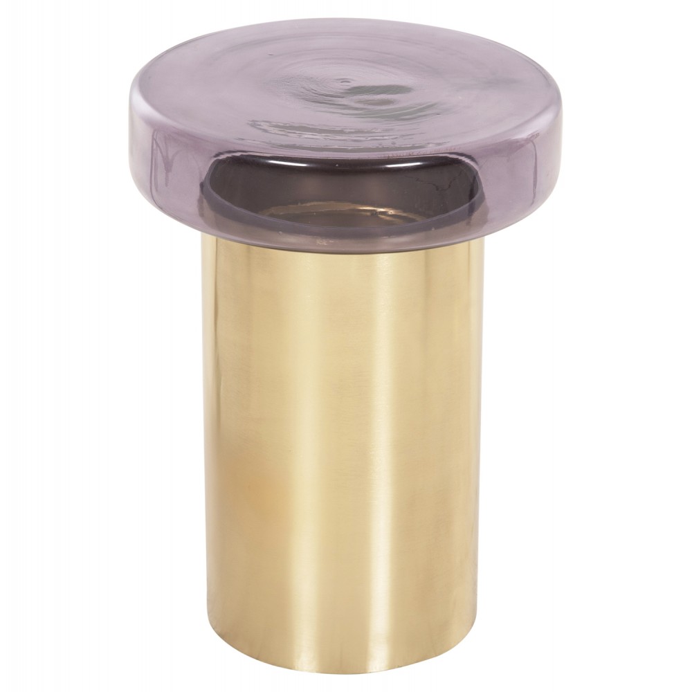 Τραπέζι βοηθητικό "CARMO" από μέταλλο/γυαλί σε χρώμα χρυσό/μωβ Φ39Χ54