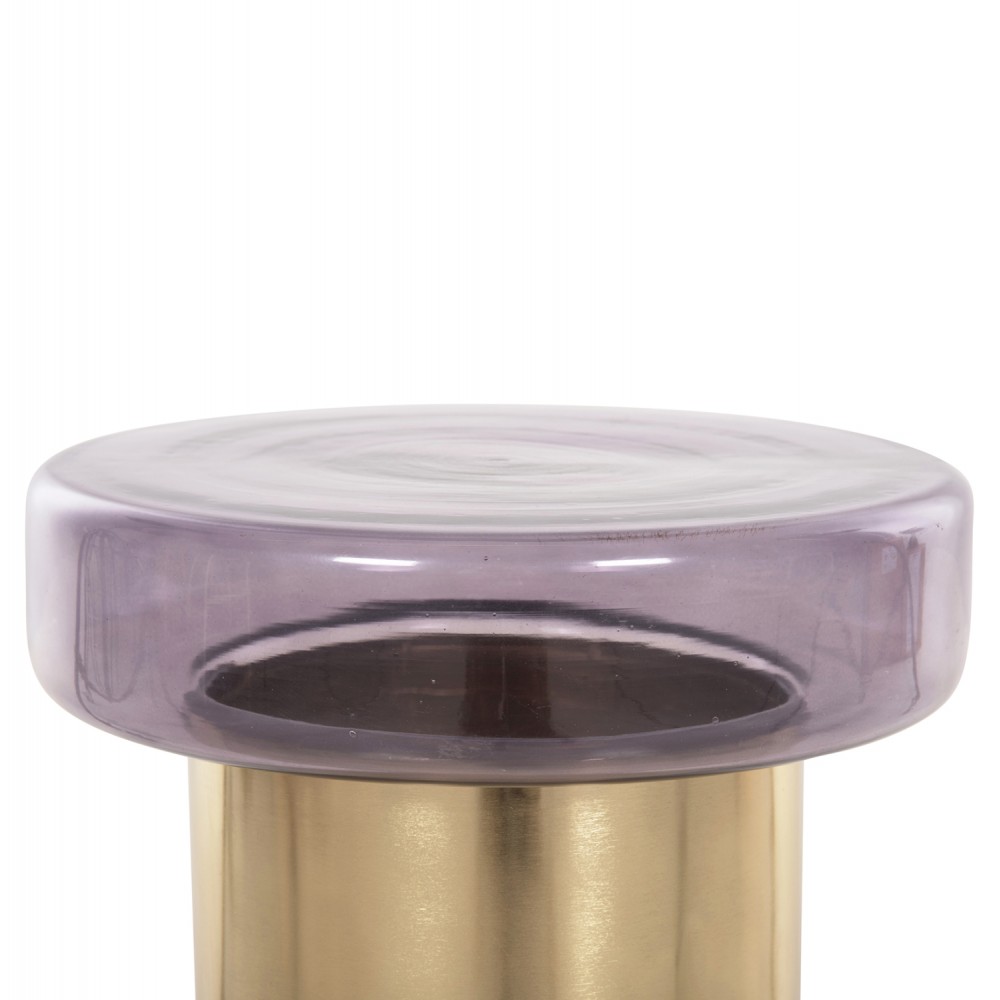 Τραπέζι βοηθητικό "CARMO" από μέταλλο/γυαλί σε χρώμα χρυσό/μωβ Φ39Χ54