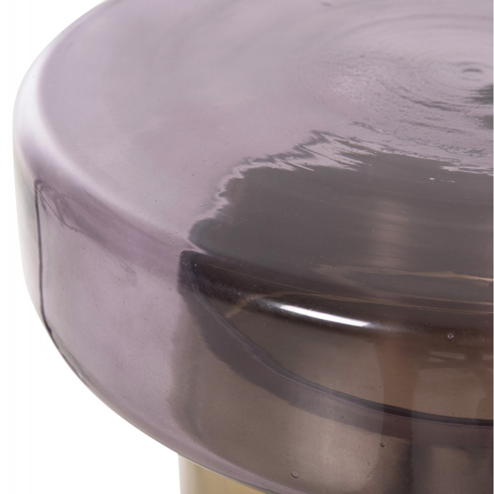 Τραπέζι βοηθητικό "CARMO" από μέταλλο/γυαλί σε χρώμα χρυσό/μωβ Φ39Χ54