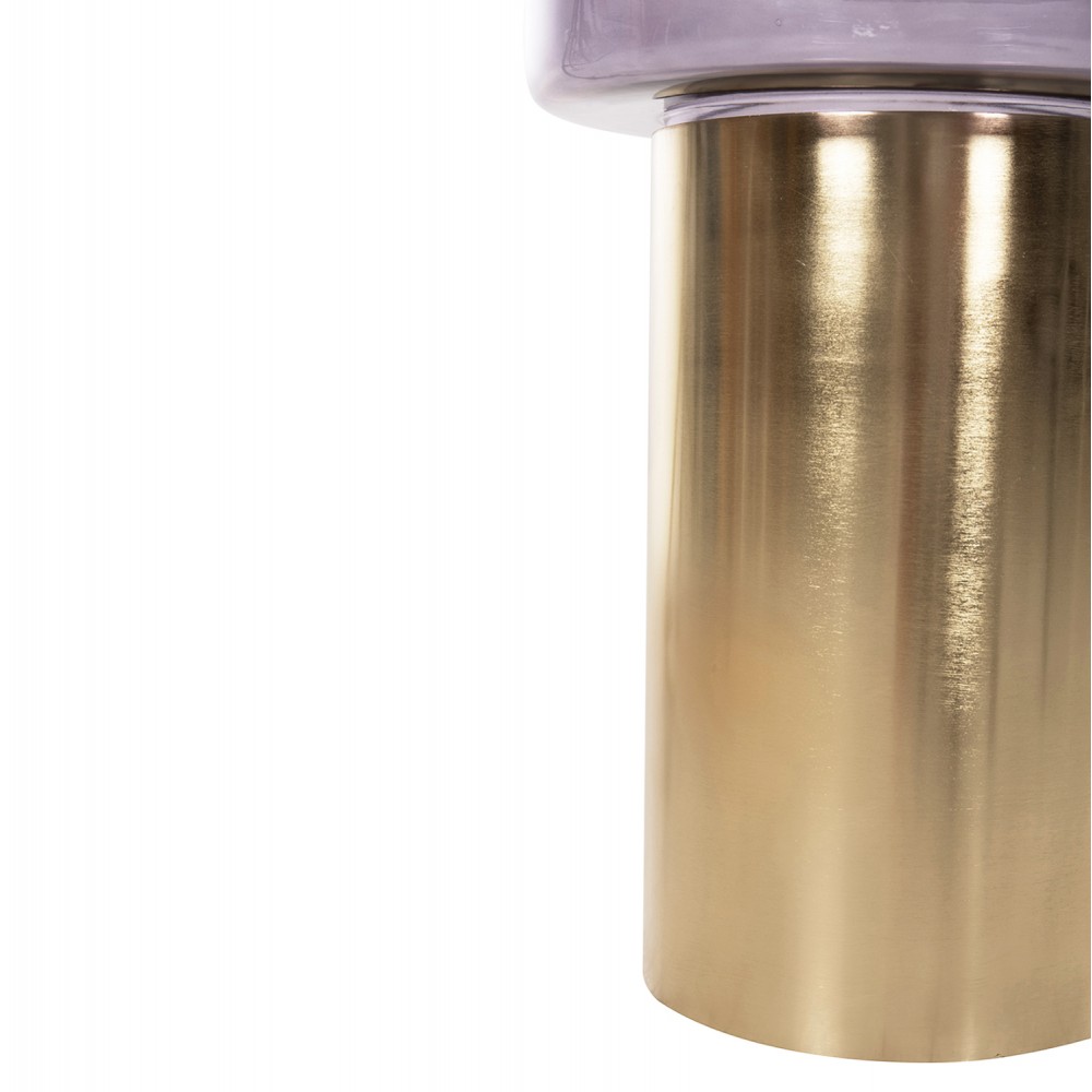 Τραπέζι βοηθητικό "CARMO" από μέταλλο/γυαλί σε χρώμα χρυσό/μωβ Φ39Χ54