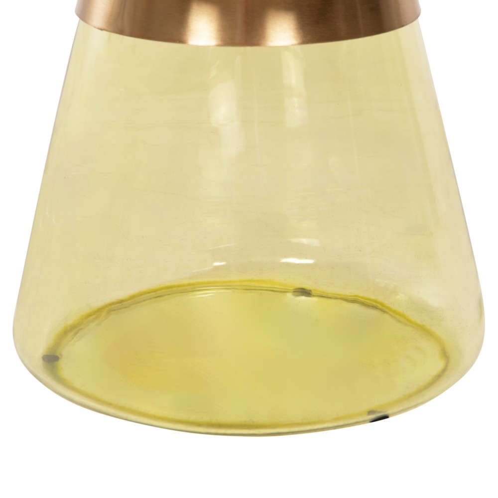 Τραπέζι σαλονιού "SCAL" από μέταλλο/γυαλί σε χρώμα χρυσό/πράσινο Φ76x43,5