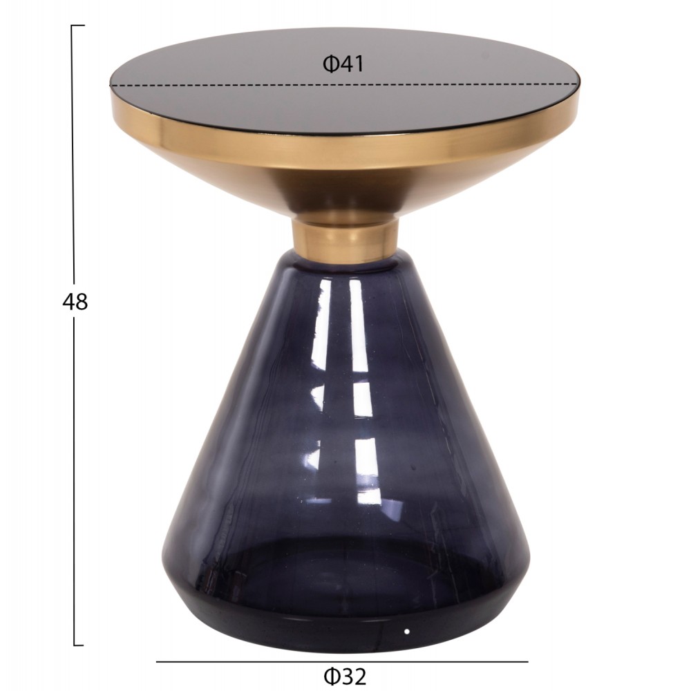 Τραπέζι βοηθητικό "DEMMY" από μέταλλο/γυαλί σε χρώμα χρυσό/μαύρο/μωβ Φ41x48