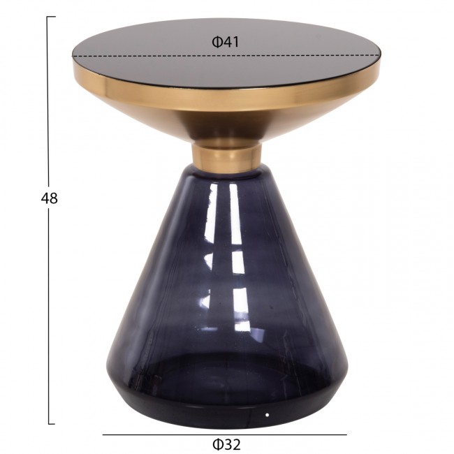 Τραπέζι βοηθητικό "DEMMY" από μέταλλο/γυαλί σε χρώμα χρυσό/μαύρο/μωβ Φ41x48