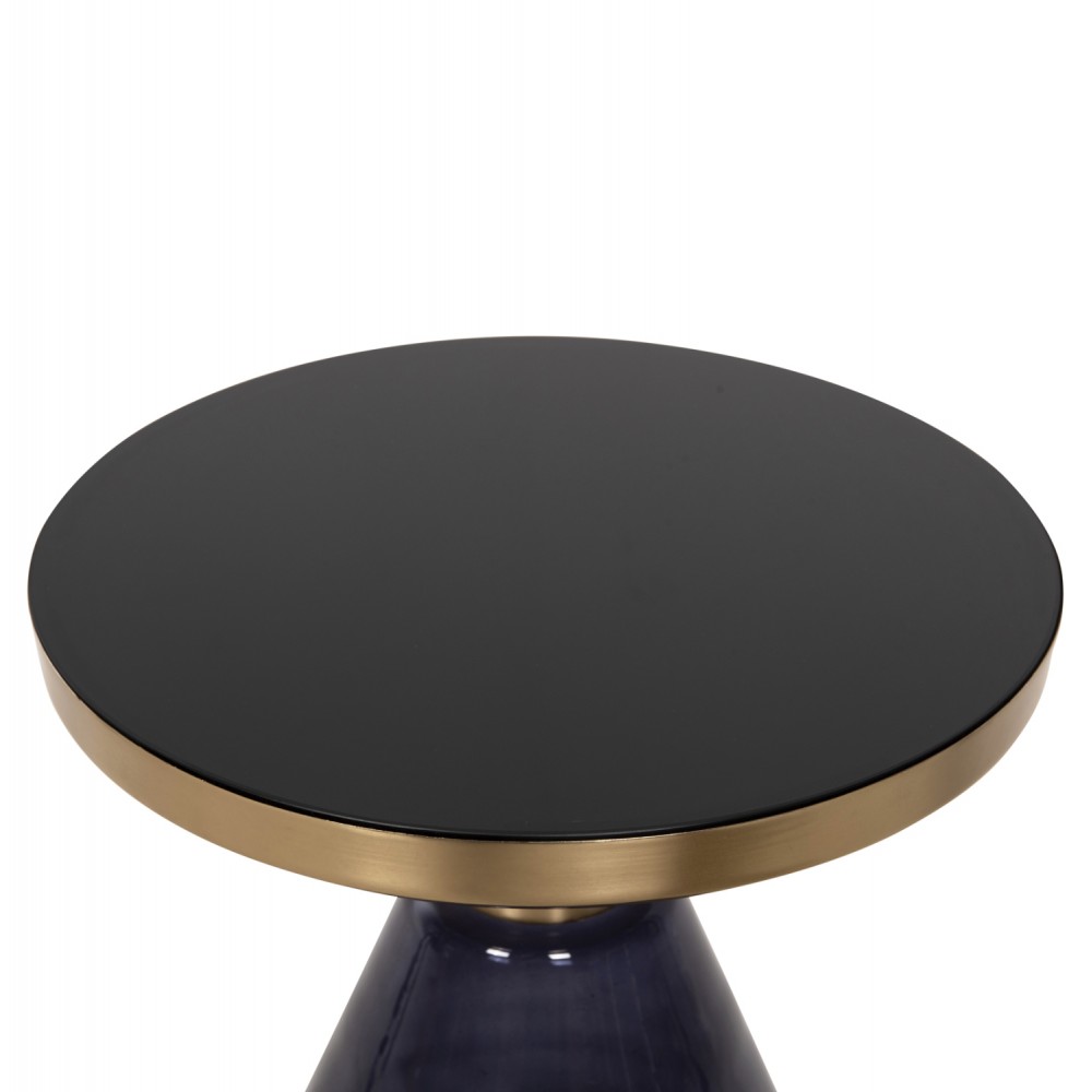 Τραπέζι βοηθητικό "DEMMY" από μέταλλο/γυαλί σε χρώμα χρυσό/μαύρο/μωβ Φ41x48