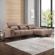 Καναπές γωνιακός με δεξιά γωνία "DIVYA" από ύφασμα σε ανοιχτό καφέ χρώμα 266x104x97