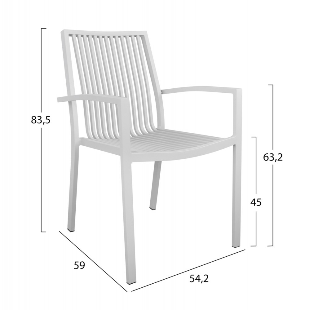 Σετ εξωτερικού χώρου "BRONCA" 5τμχ από μέταλλο/αλουμίνιο σε λευκό χρώμα 150x90x75
