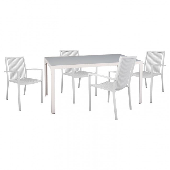 Σετ εξωτερικού χώρου "BRONCA" 5τμχ από μέταλλο/αλουμίνιο σε λευκό χρώμα 150x90x75