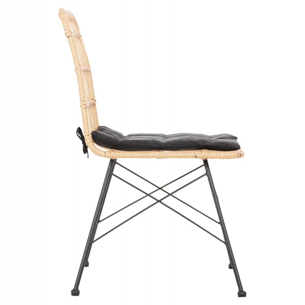 Καρέκλα "ALLEGRA" από μέταλλο/wicker σε χρώμα μαύρο/μπεζ 46x59x83