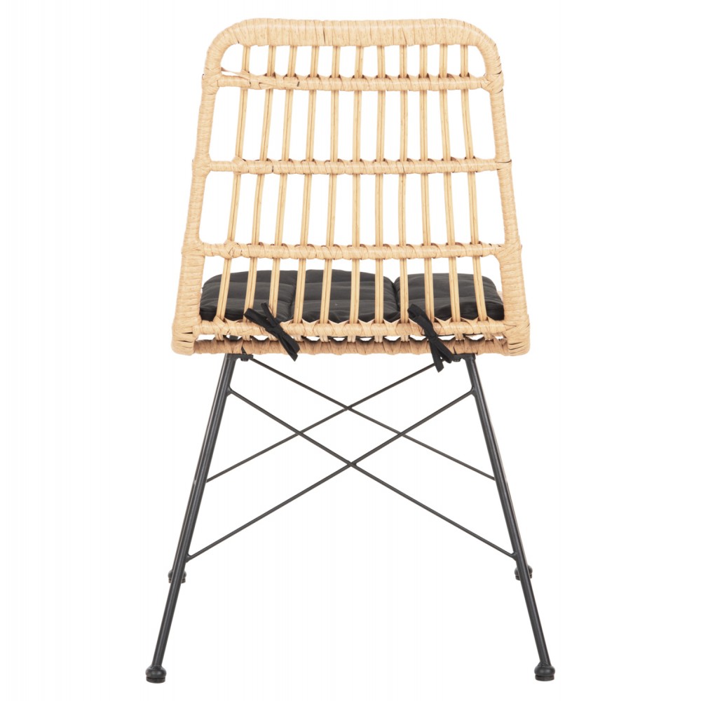 Καρέκλα "ALLEGRA" από μέταλλο/wicker σε χρώμα μαύρο/μπεζ 46x59x83