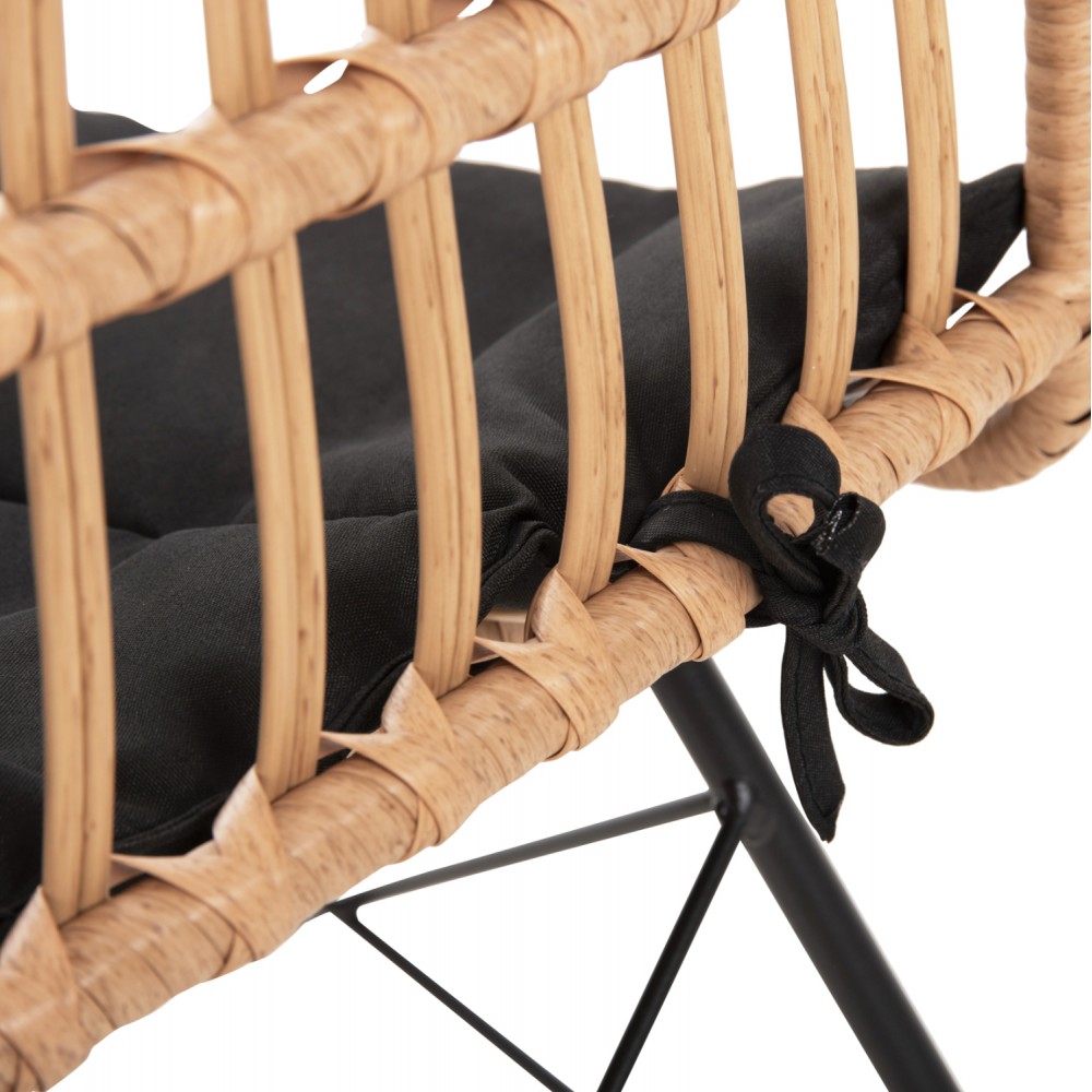 Καρέκλα "ALLEGRA" από μέταλλο/wicker σε χρώμα μαύρο/μπεζ 46x59x83