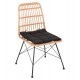 Καρέκλα "ALLEGRA" από μέταλλο/wicker σε χρώμα μαύρο/μπεζ 46x59x83