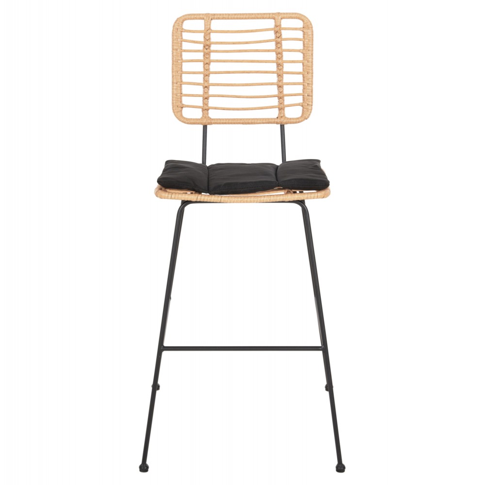 Σκαμπό εξωτερικού χώρου "ALLEGRA" από μέταλλο/rattan σε χρώμα μπεζ/μαύρο 46x56x117