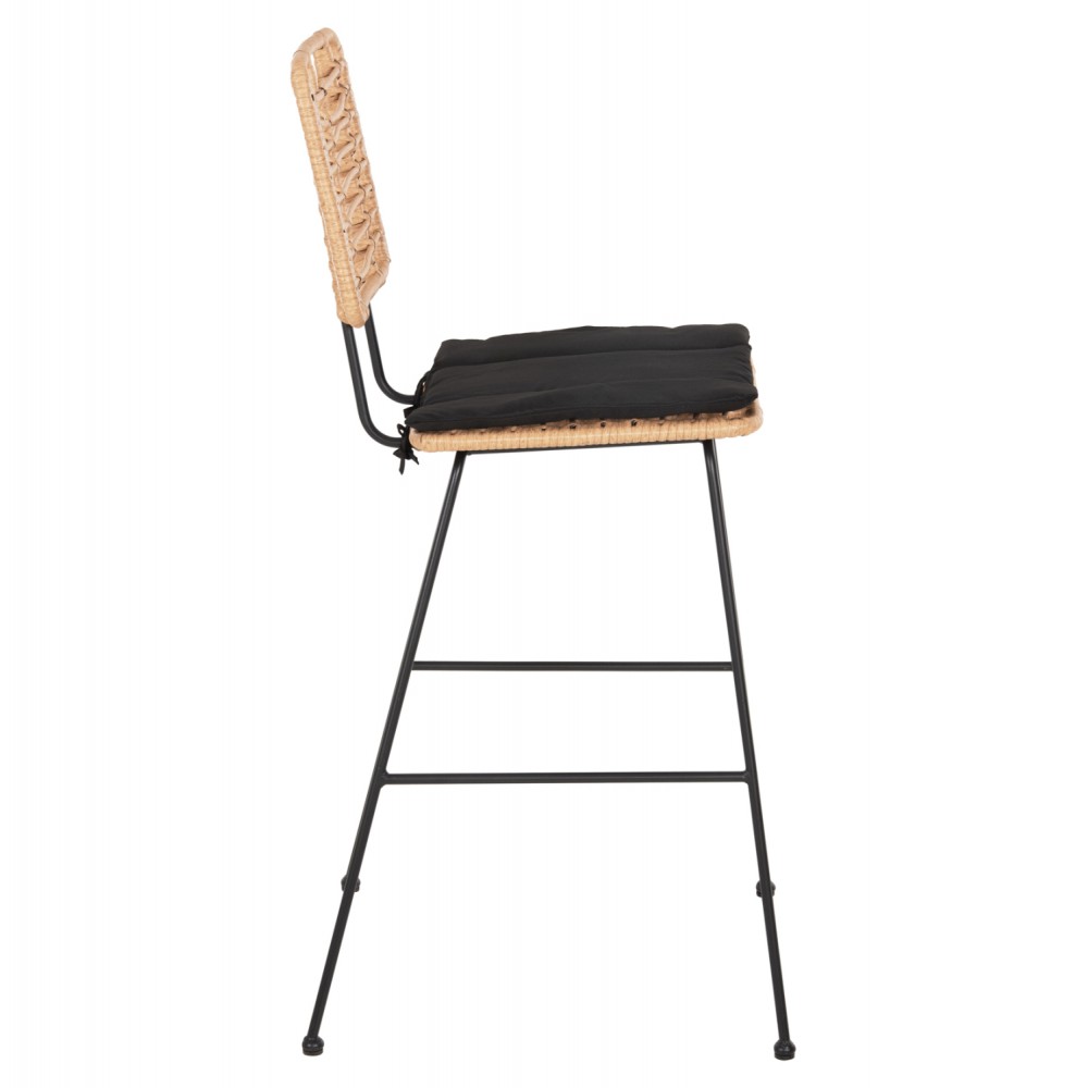 Σκαμπό εξωτερικού χώρου "ALLEGRA" από μέταλλο/rattan σε χρώμα μπεζ/μαύρο 46x56x117