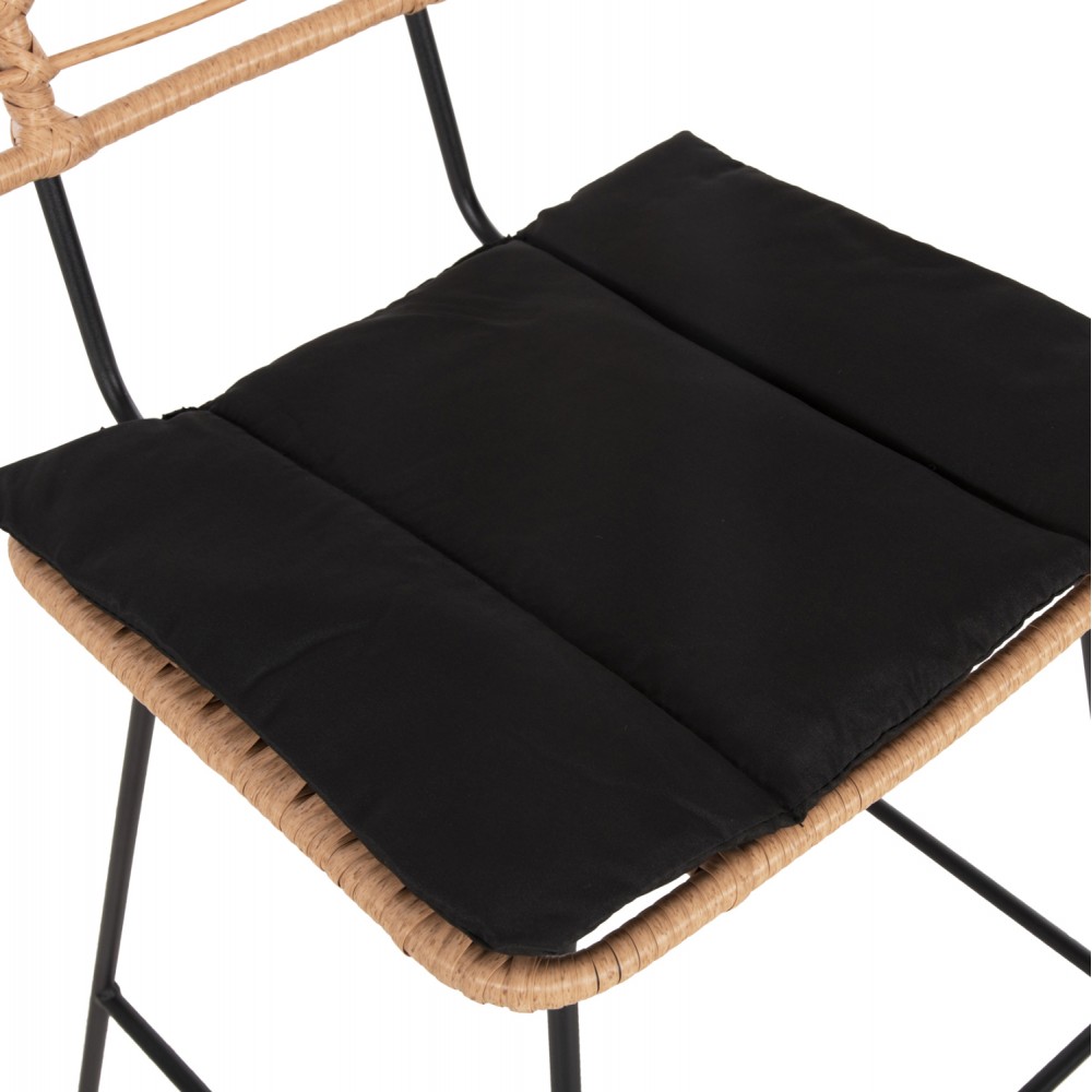 Σκαμπό εξωτερικού χώρου "ALLEGRA" από μέταλλο/rattan σε χρώμα μπεζ/μαύρο 46x56x117