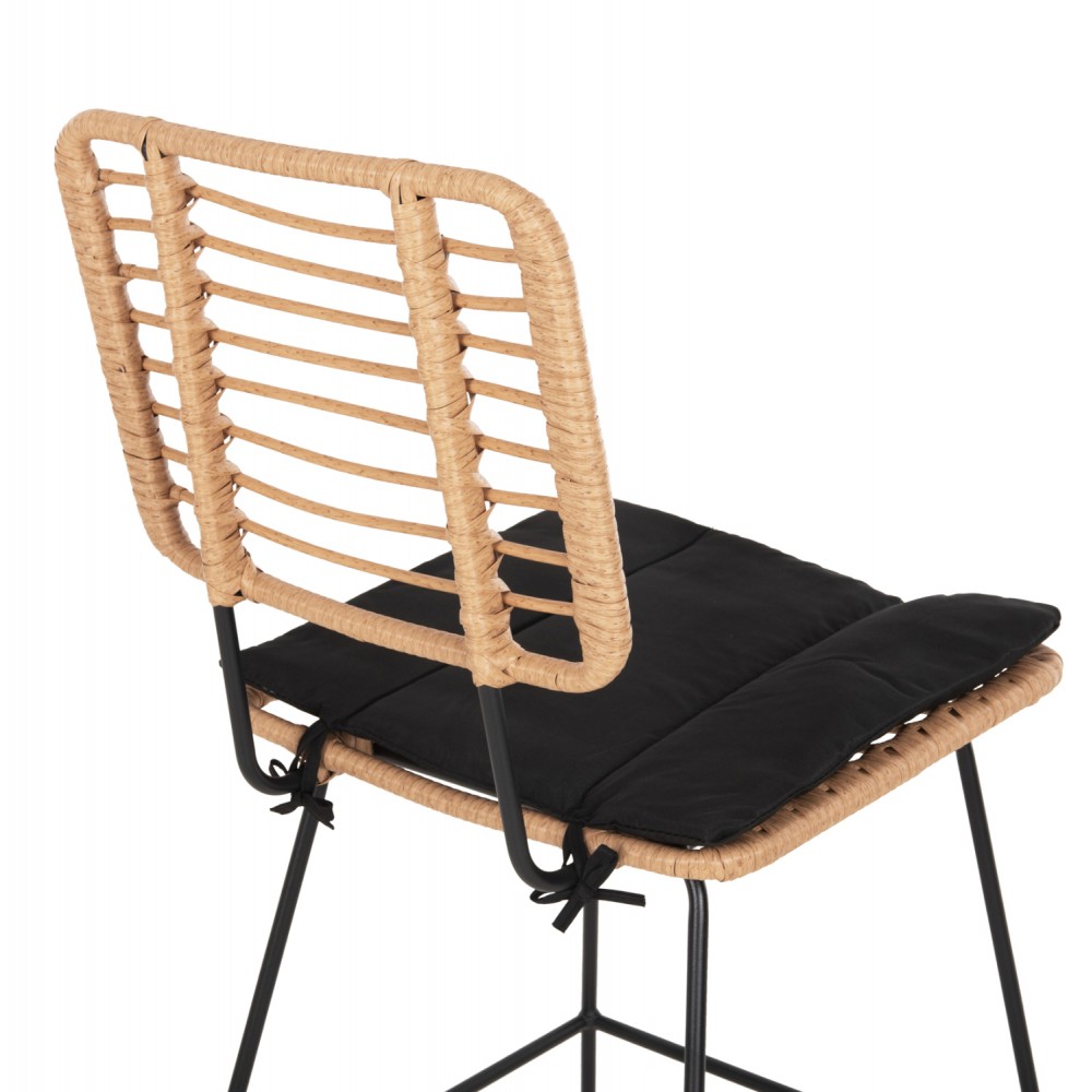 Σκαμπό εξωτερικού χώρου "ALLEGRA" από μέταλλο/rattan σε χρώμα μπεζ/μαύρο 46x56x117
