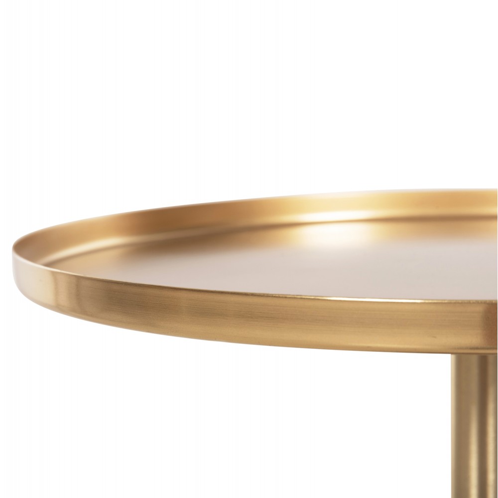 Τραπέζι βοηθητικό "KAPPUR" από μέταλλο/ξύλο σε χρώμα χρυσό/καρυδί Φ38x62