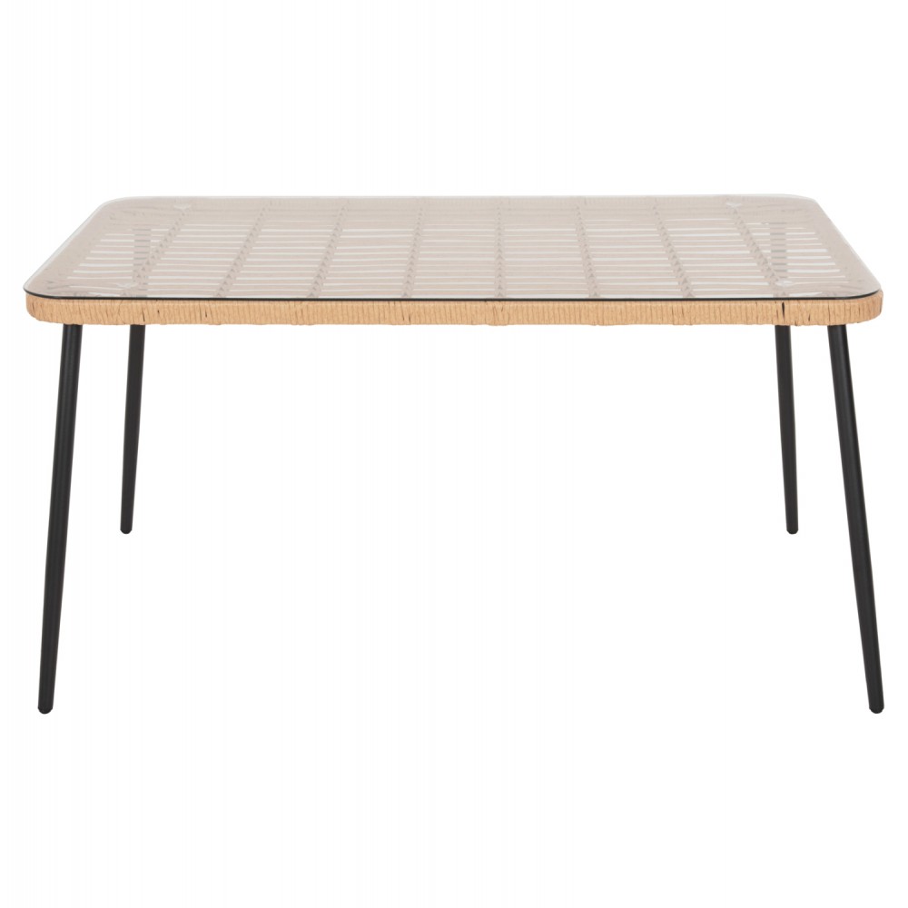 Τραπέζι "ALLEGRA" από μέταλλο/rattan σε μαύρο/φυσικό χρώμα 139,5x79,5x73