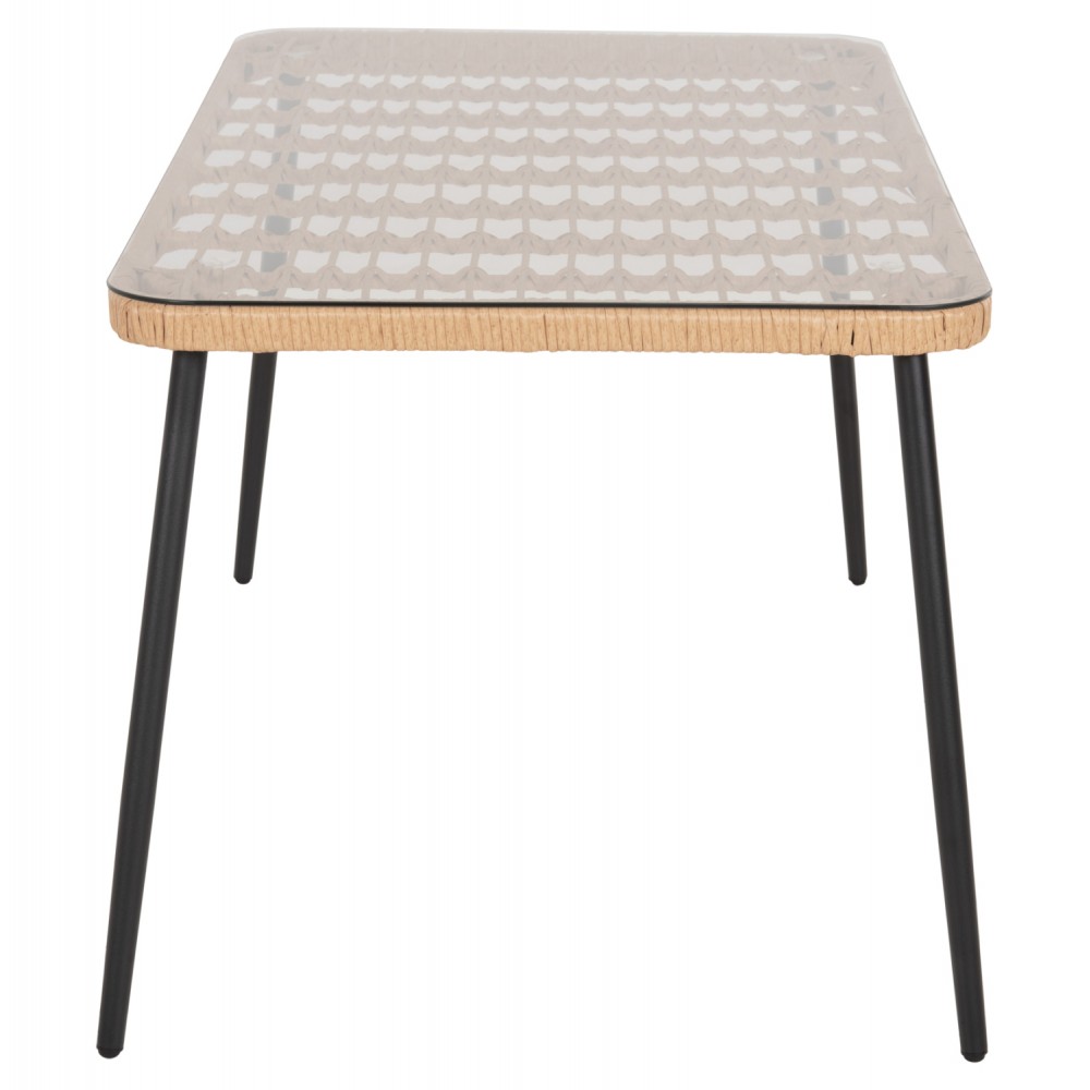 Τραπέζι "ALLEGRA" από μέταλλο/rattan σε μαύρο/φυσικό χρώμα 139,5x79,5x73