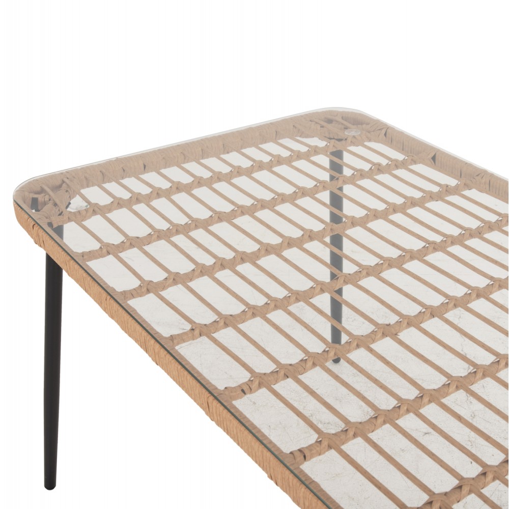 Τραπέζι "ALLEGRA" από μέταλλο/rattan σε μαύρο/φυσικό χρώμα 139,5x79,5x73