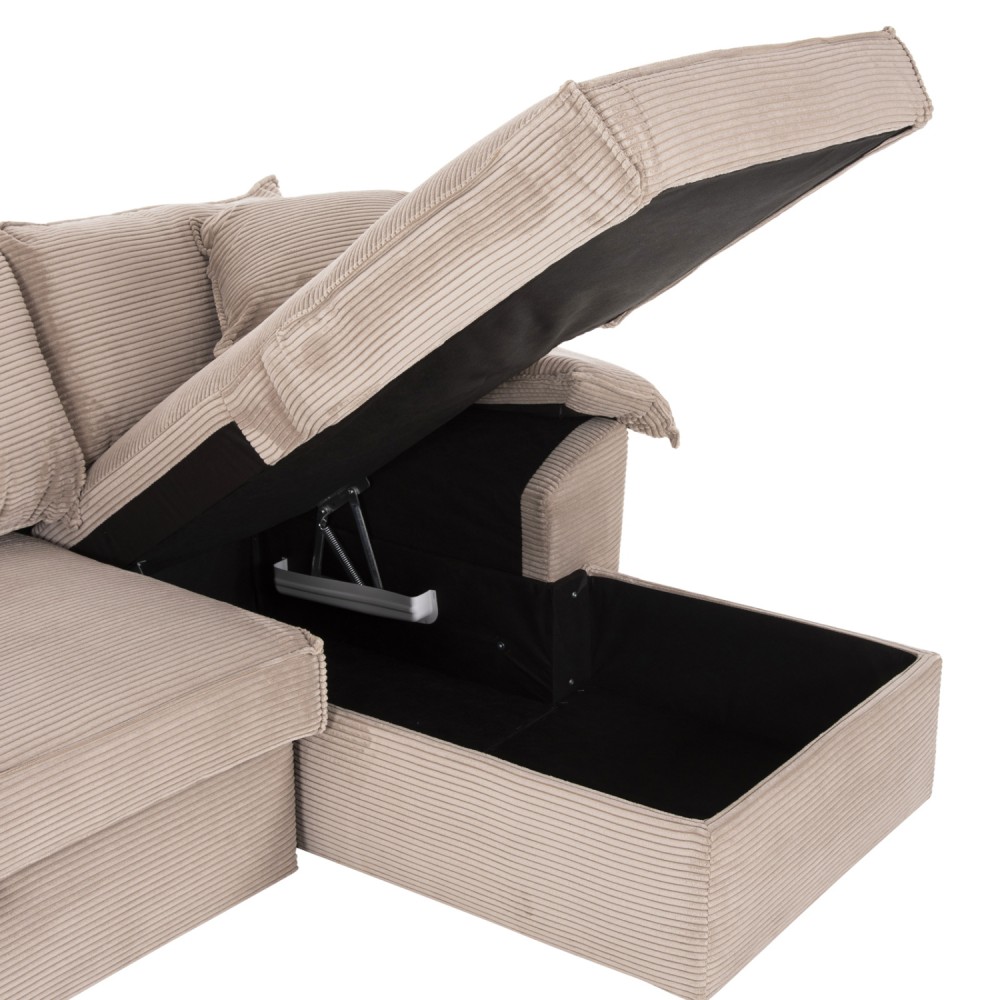 Γωνιακός καναπές-κρεβάτι "ALDO" από mdf/ύφασμα σε μπεζ χρώμα 256x159x87