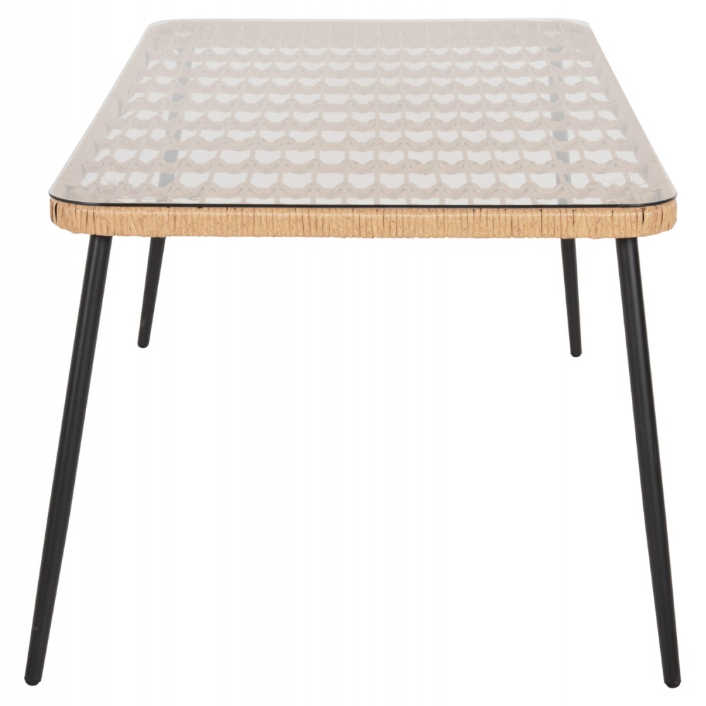 Τραπέζι "ALLEGRA" από μέταλλο/rattan σε μαύρο/φυσικό χρώμα 159,5x89,5x72