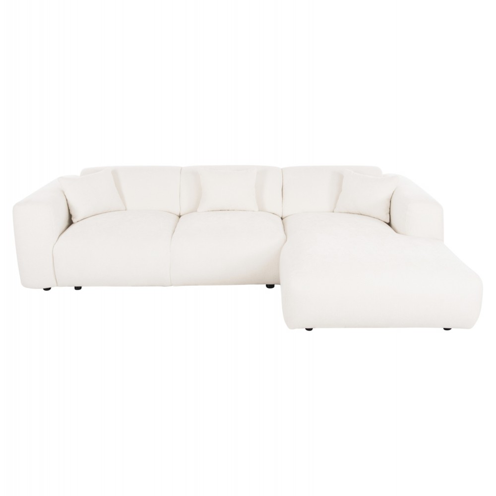 Γωνιακός καναπές "BRICKEN" με δεξιά γωνία από mdf/ύφασμα σε εκρού χρώμα 282x160x72