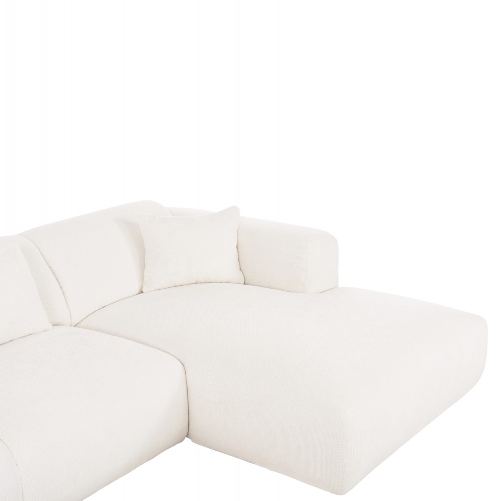 Γωνιακός καναπές "BRICKEN" με δεξιά γωνία από mdf/ύφασμα σε εκρού χρώμα 282x160x72