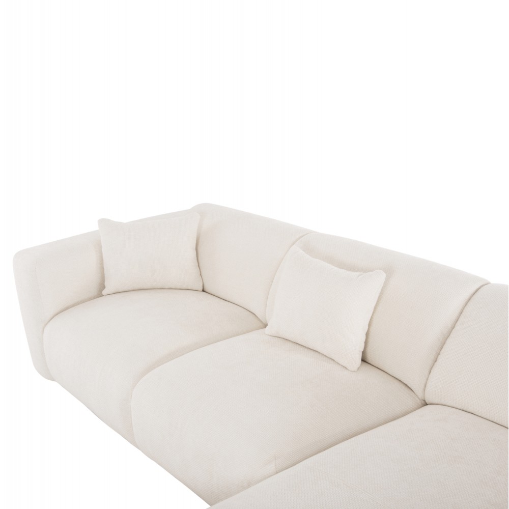 Γωνιακός καναπές "BRICKEN" με δεξιά γωνία από mdf/ύφασμα σε εκρού χρώμα 282x160x72