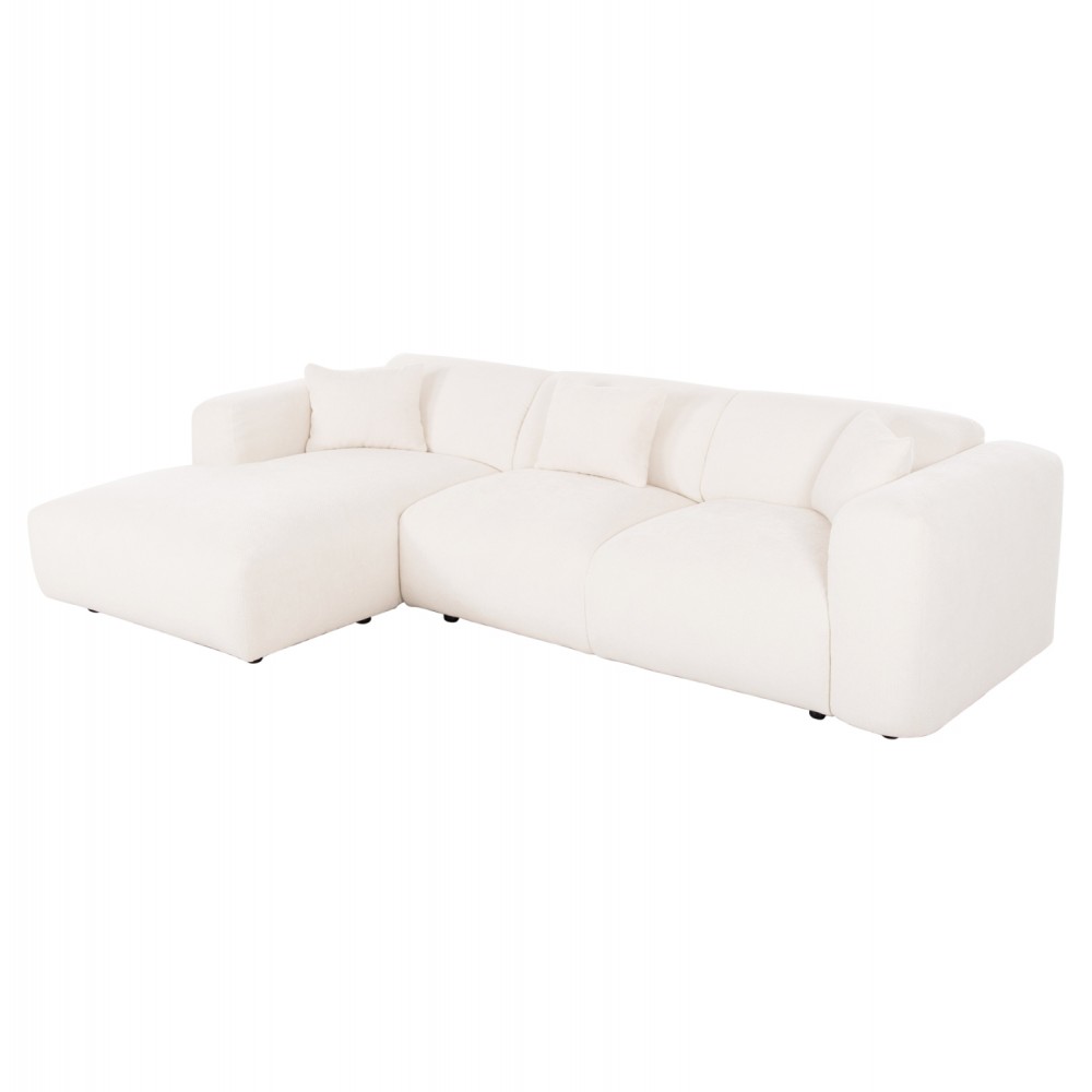 Γωνιακός καναπές "BRICKEN" με αριστερή γωνία από mdf/ύφασμα σε εκρού χρώμα 282x160x72