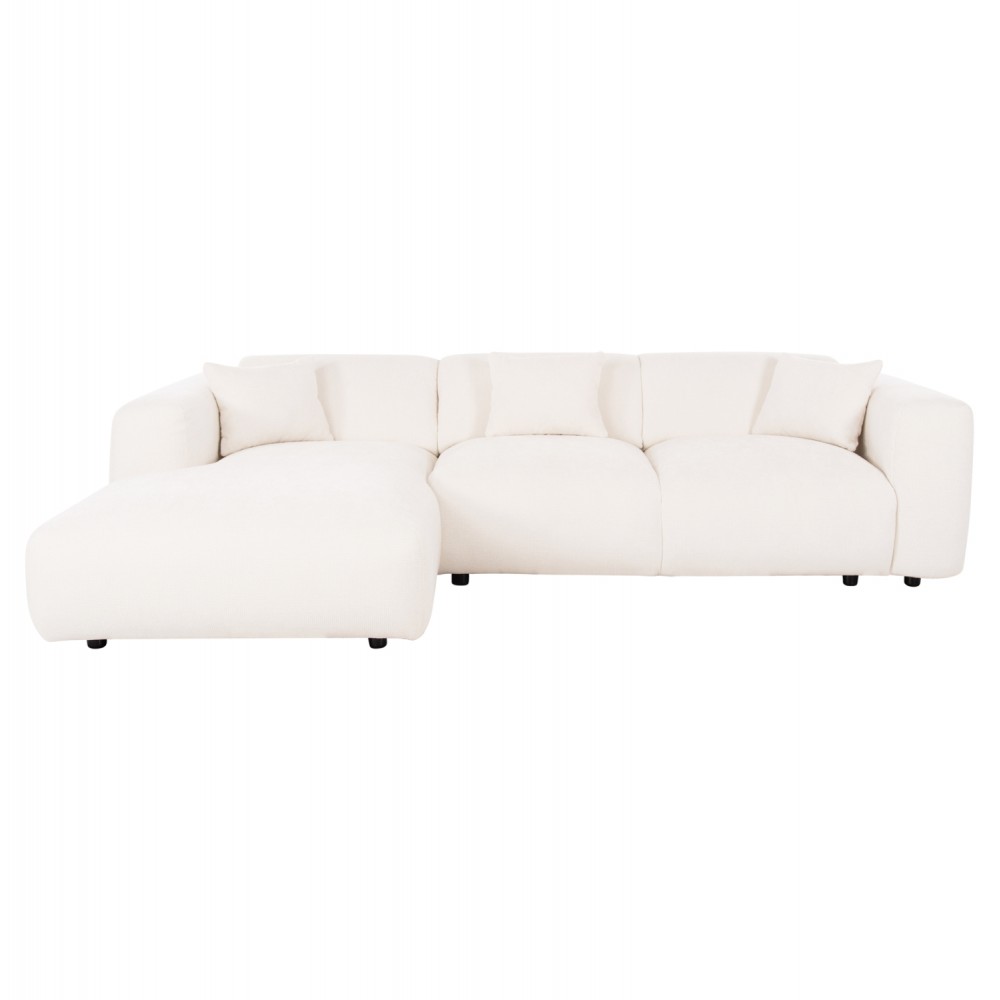 Γωνιακός καναπές "BRICKEN" με αριστερή γωνία από mdf/ύφασμα σε εκρού χρώμα 282x160x72