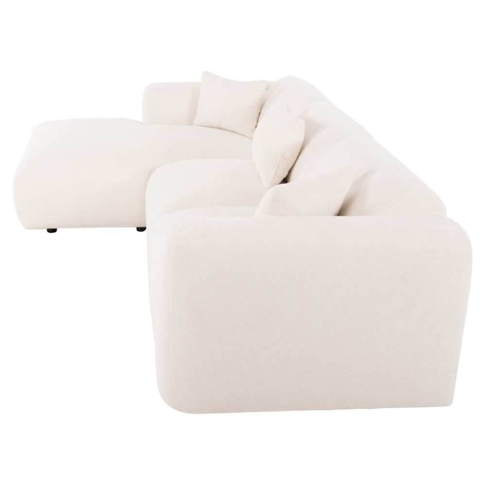 Γωνιακός καναπές "BRICKEN" με αριστερή γωνία από mdf/ύφασμα σε εκρού χρώμα 282x160x72