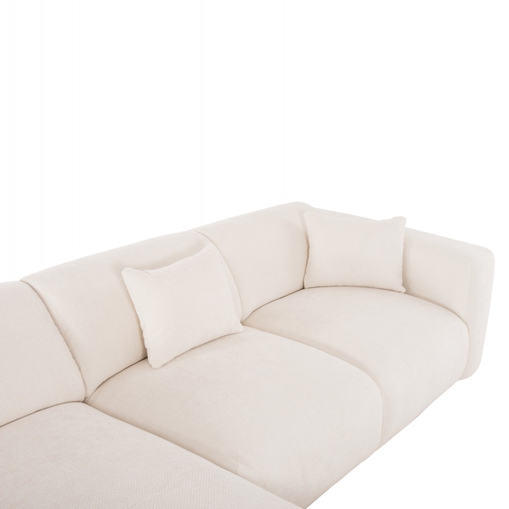 Γωνιακός καναπές "BRICKEN" με αριστερή γωνία από mdf/ύφασμα σε εκρού χρώμα 282x160x72