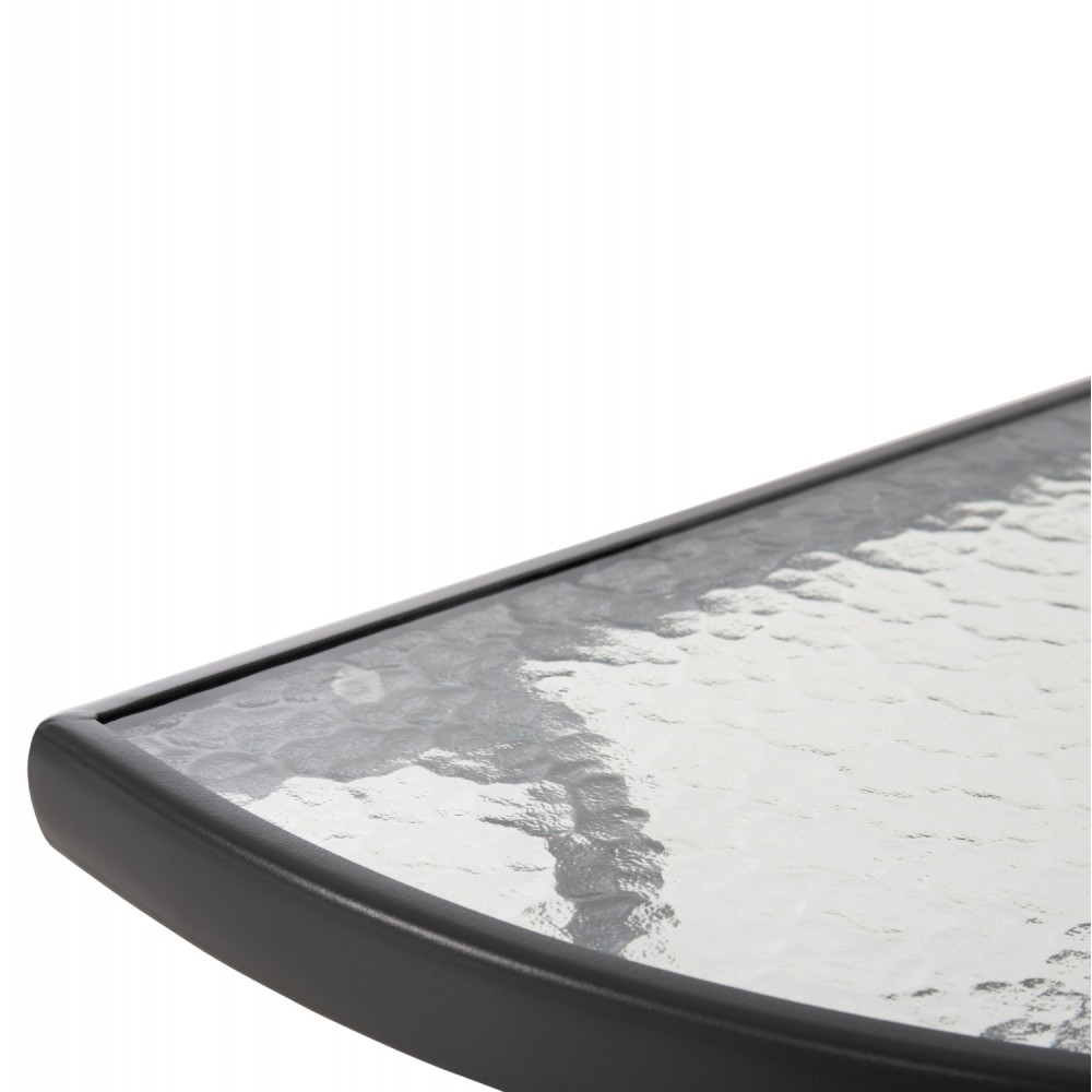 Τραπέζι ημικυκλικό "LIMA" από μέταλλο/γυαλί σε γκρι χρώμα 70x40x64,5