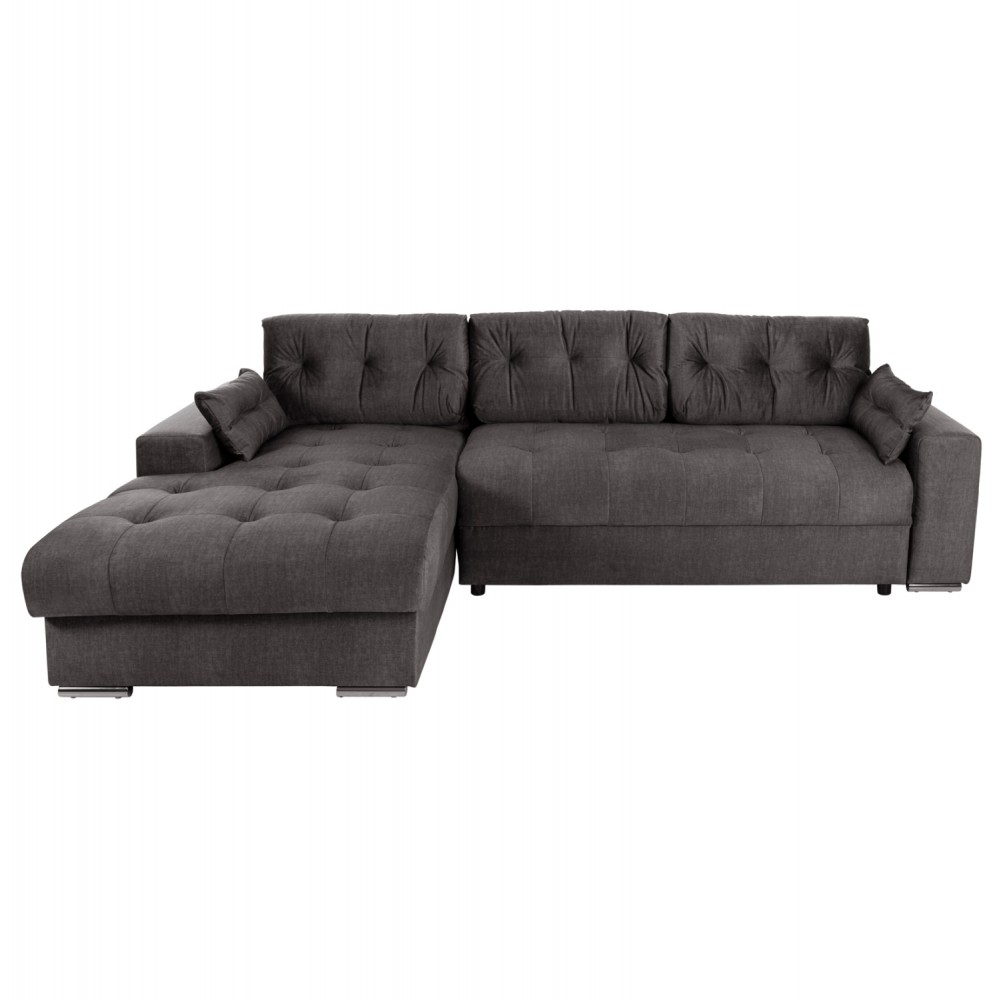 Γωνιακός καναπές-κρεβάτι "CLANCY" με αριστερή γωνία από mdf/ύφασμα σε ανθρακί χρώμα 308x181x92