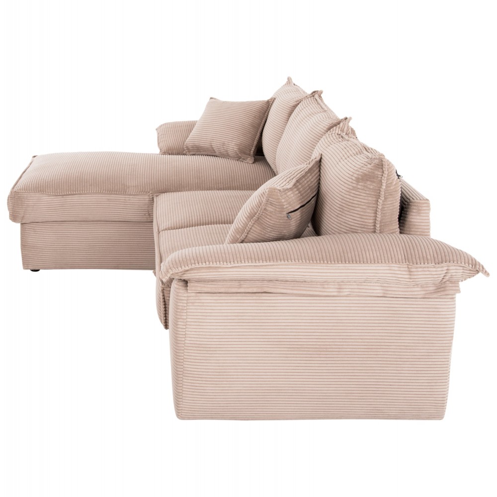 Γωνιακός καναπές-κρεβάτι "ALDO" με αριστερή γωνία από mdf/ύφασμα σε μπεζ χρώμα 256x159x87